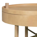 Modern Round Wood Rotating Tray Coffee Table With Storage & Metal Legs In Natural Natural Metal,Rubber Wood