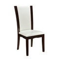 Modern Contemporary Dining Side Chairs Set Of 2 White Faux Leather Upholstered Espresso Finish Hardwood Solid Espresso Dining Room Side Chair Wood