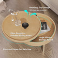 Modern Round Wood Rotating Tray Coffee Table With Storage & Metal Legs In Natural Natural Metal,Rubber Wood