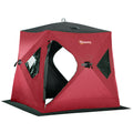 Outsunny 2 Person Insulated Ice Fishing Shelter Pop Up Portable Ice Fishing Tent With Carry Bag And Anchors For Lowest Temps 22 , Red Red Fabric
