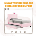 Pink Twin Size Upholstered Bed Frame With Trundle Bed, Teddy Fabric, Usb Functionality, And A Pocket Design On The Side Of The Headboard For Storing Small Items. Pink Is A Girl'S First Choice Box Spring Not Required Twin Baby Pink Wood Espresso Bedroom