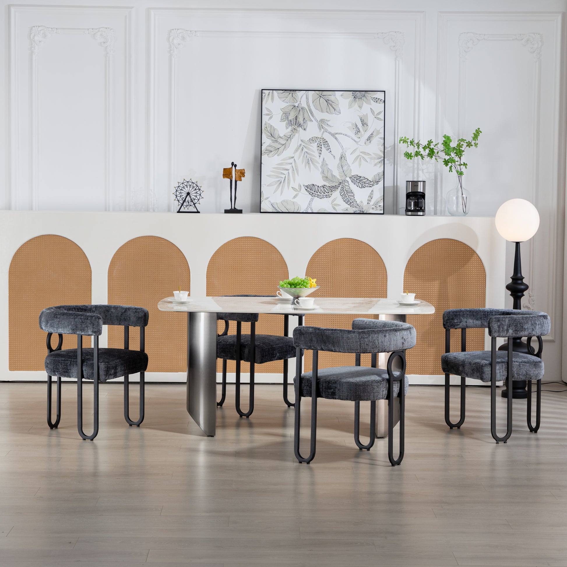 Coolmore Contemporary Designed Chenille Fabric Upholstered Accent Dining Chair Barrel Side Chairs Kitchen Armchair For Living Room Set Of 2 Gray Chenille Gray Dining Room Foam Chenille