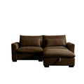 Sectional Sofa Comfy Corduroy Couch For Living Room With Pillows And Round Armrests, Modern Corduroy Sofa Sleeper Deep Couches With Storage Ottoman Brown, 2 Seat Brown Corduroy 2 Seat