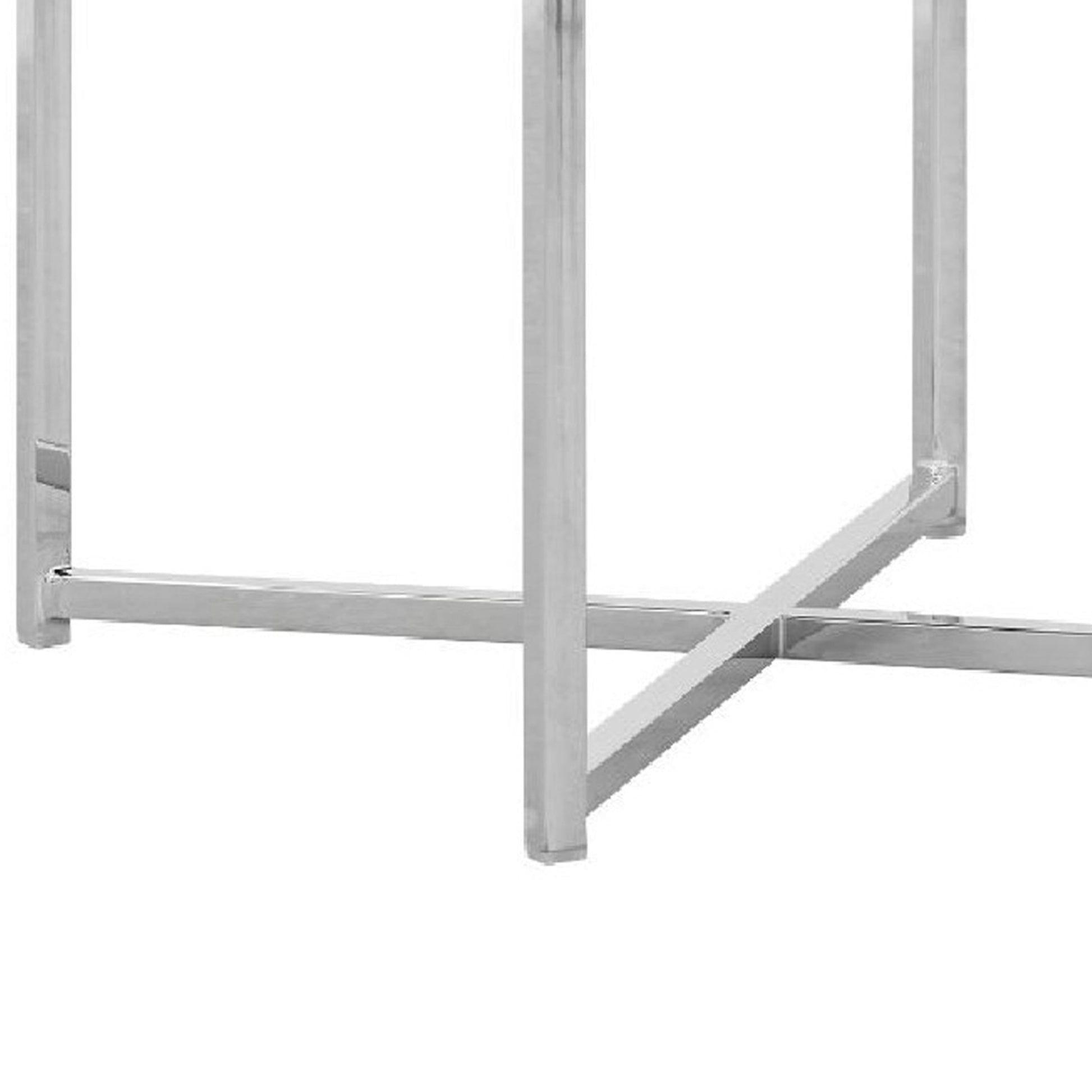 Eun 20 Inch Vegan Faux Leather Dining Chair, Chrome Base, Set Of 2, Brown Brown Metal