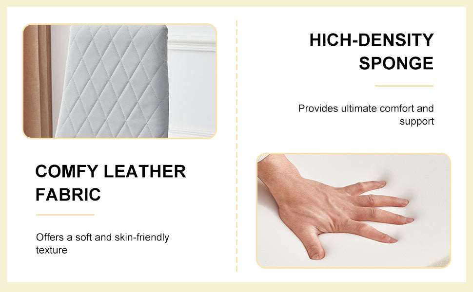 Table And Chair Set.Large Modern Rectangular Table With Brown Glass Top And Silver Metal Legs. Paired With 4 Light Gray Chairs With Checkered Armless High Back Pu Cushion And Silver Metal Legs. Light Gray,Silver Seats 4 Glass Metal