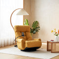 Adjustable Head And Waist, Game Chair, Lounge Chair In The Living Room, 360 Degree Rotatable Sofa Chair,Rotatable Seat Leisure Chair Deck Chair Yellow Metal Soft Cotton Metal