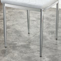 Table And Chair Set.Large Modern Rectangular Table With Brown Glass Top And Silver Metal Legs. Paired With 4 Light Gray Chairs With Checkered Armless High Back Pu Cushion And Silver Metal Legs. Light Gray,Silver Seats 4 Glass Metal