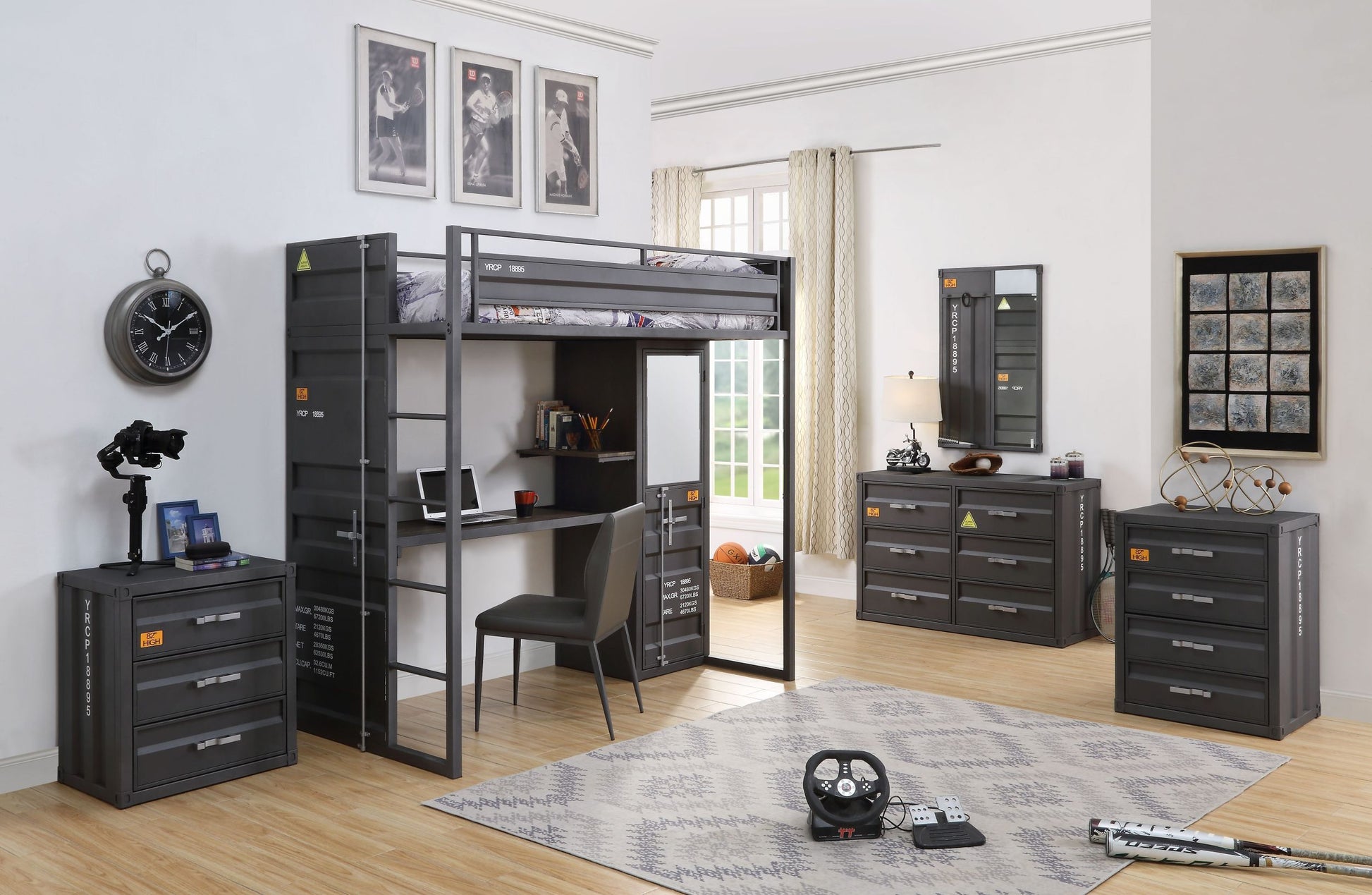 Grey And Gunmetal Chair With Metal Leg Gunmetal Primary Living Space Industrial Faux Leather