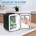 Mini Fridge, 4L 6 Can Portable Cooler & Warmer Freon Free Small Refrigerator Provide Compact Storage For Skincare, Beverage, Food, Cosmetics, Black Black Plastic