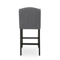 Vienna Contemporary Fabric Tufted Wingback 31 Inch Counter Stools, Set Of 2, Charcoal And Dark Brown Charcoal Fabric