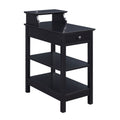 Black Storage Accent Table With Usb Black Primary Living Space Pine Drawers Rectangular Wood