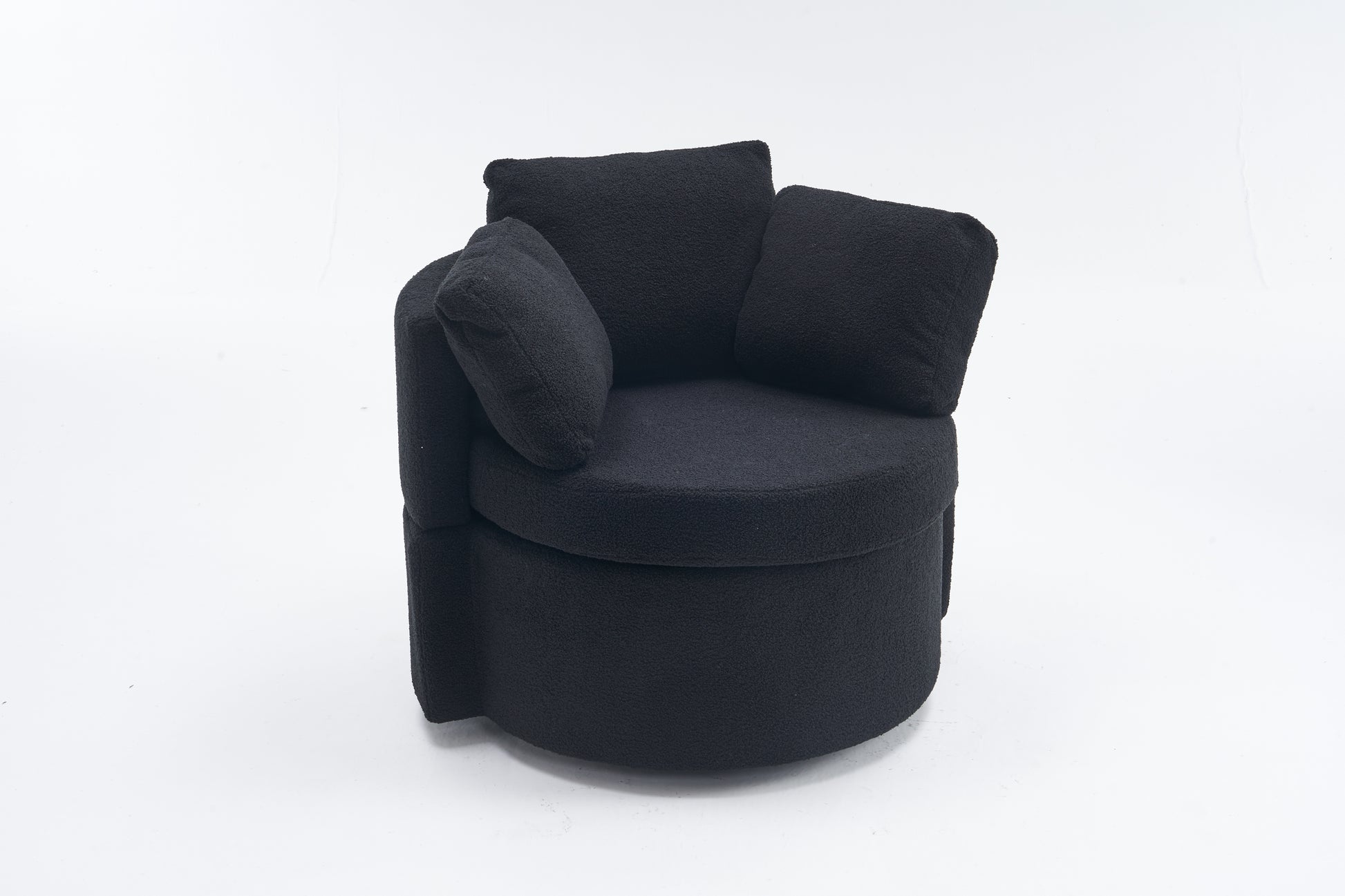 029 Teddy Fabric Swivel And Storage Chair With Back Cushion For Living Room,Black Black Primary Living Space Modern Foam Teddy