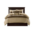 7 Pc Pieced Faux Suede Comforter Set Natural Full Full Natural Polyester