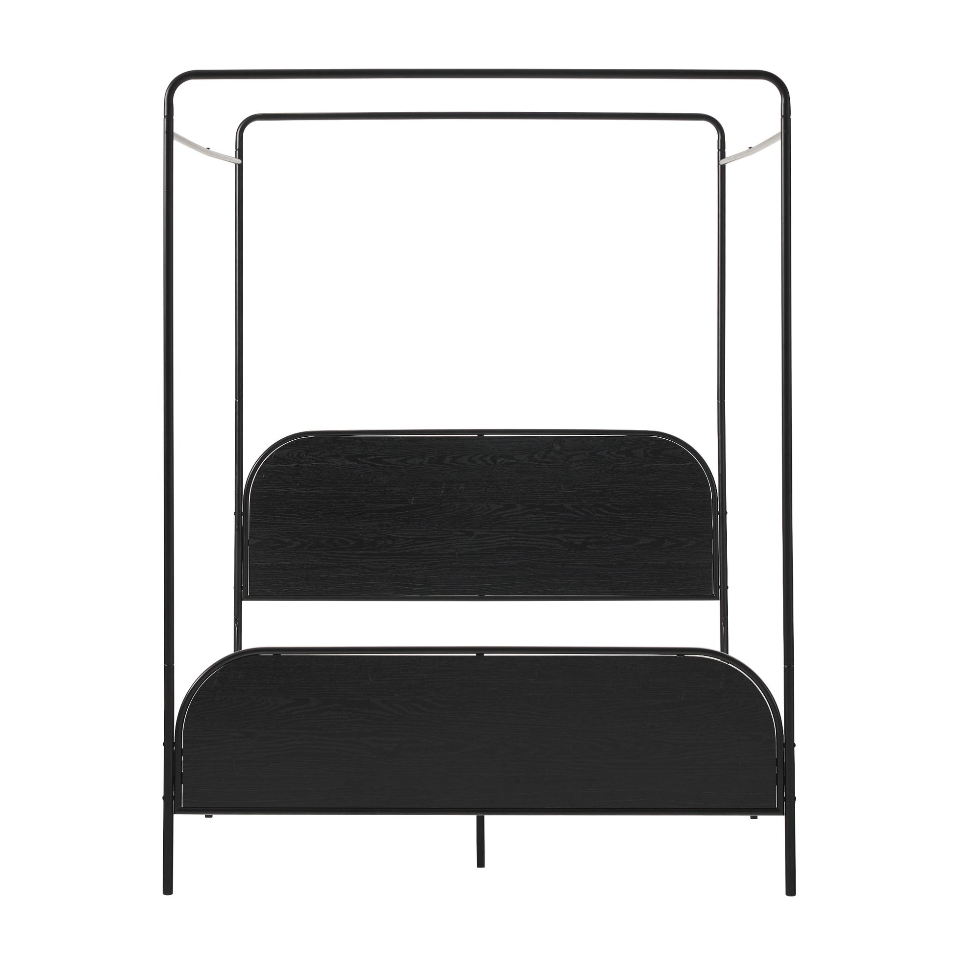 Modern Metal And Wood Canopy Queen Bedframe Black Queen Black Mdf Steel