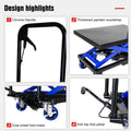 Hydraulic Lift Trolley, 500 Lbs Capacity, With 4 Wheels, For Material Handling And Transportation, Black Blue Black Blue Steel
