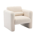Modern Accent Chair Lambskin Sherpa Fabric Upholstered Comfy Reading Arm Chair Soft Padded Armchair With Back And Pillow For Living Room Bedroom Reception Waiting Room Office, Cream Cream Primary Living Space Upholstered