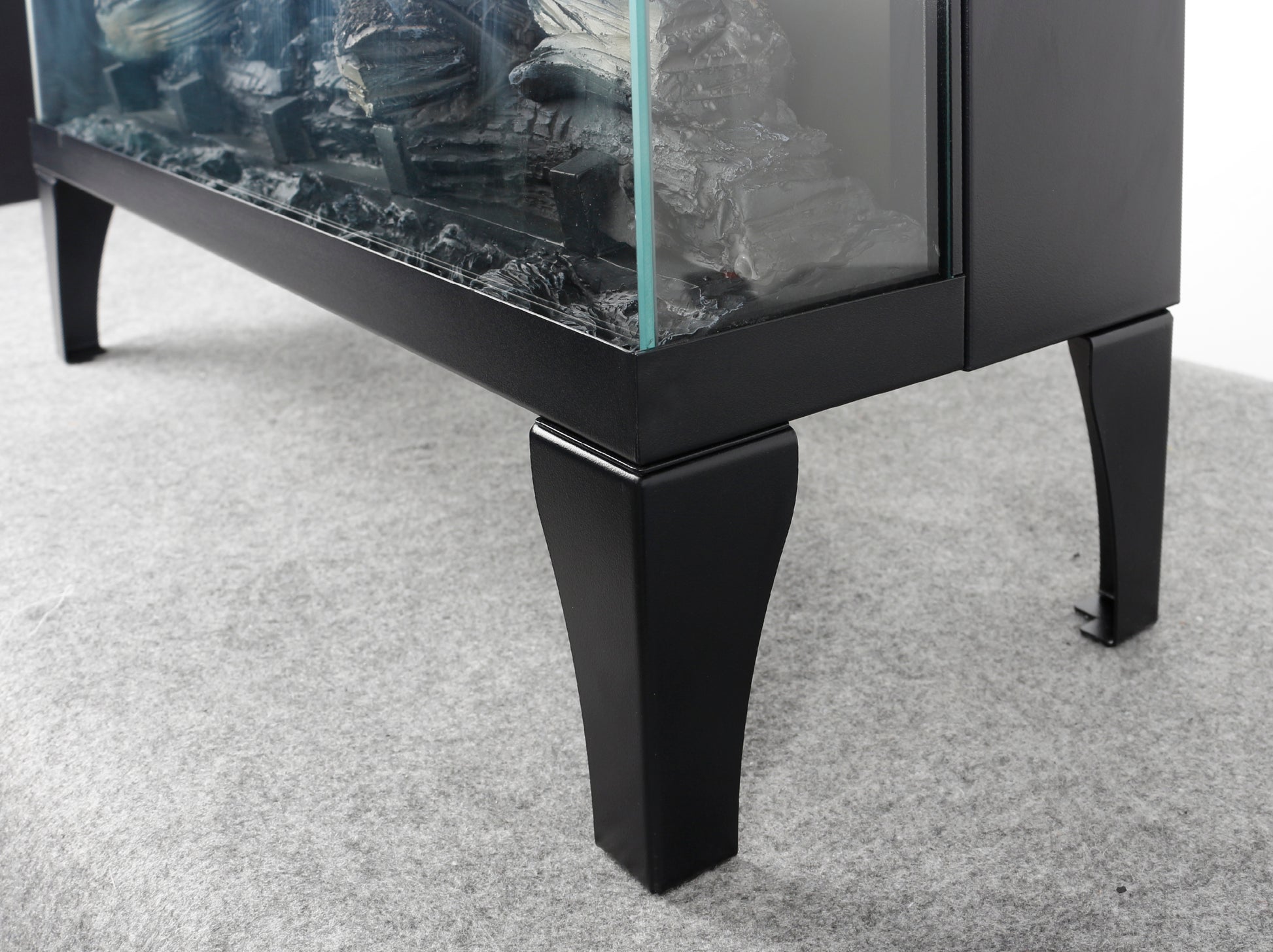 24 Inch Three Sided Glass Electric Fireplace With Feet Powder Coated Electric Antique Black Vent Free Primary Living Space Yes Insert Tempered Glass Sheet Metal Electric