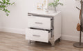 Elegant High Gloss Nightstand With Metal Handle,Mirrored Bedside Table With 2 Drawers For Bedroom,Living Room,White White Particle Board