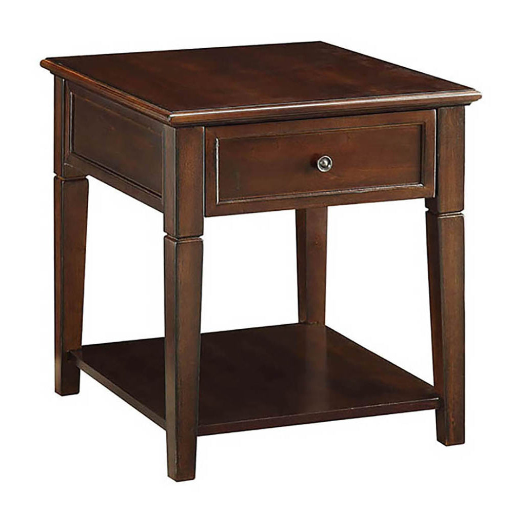 Walnut End Table With Bottom Shelf Walnut Primary Living Space Traditional Poplar Drawers Rectangular Wood