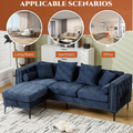 Arrived L Shaped Sectional Sofaconvertible Storage Ottoman,Chenille ,Square Arm, Modern Tufted Couch ,3 Seater, And Nailhead,Blue Blue Polyester Wood Primary Living Space Medium Soft Tufted Back Modern Square Arms Metal & Wood 4 Seat