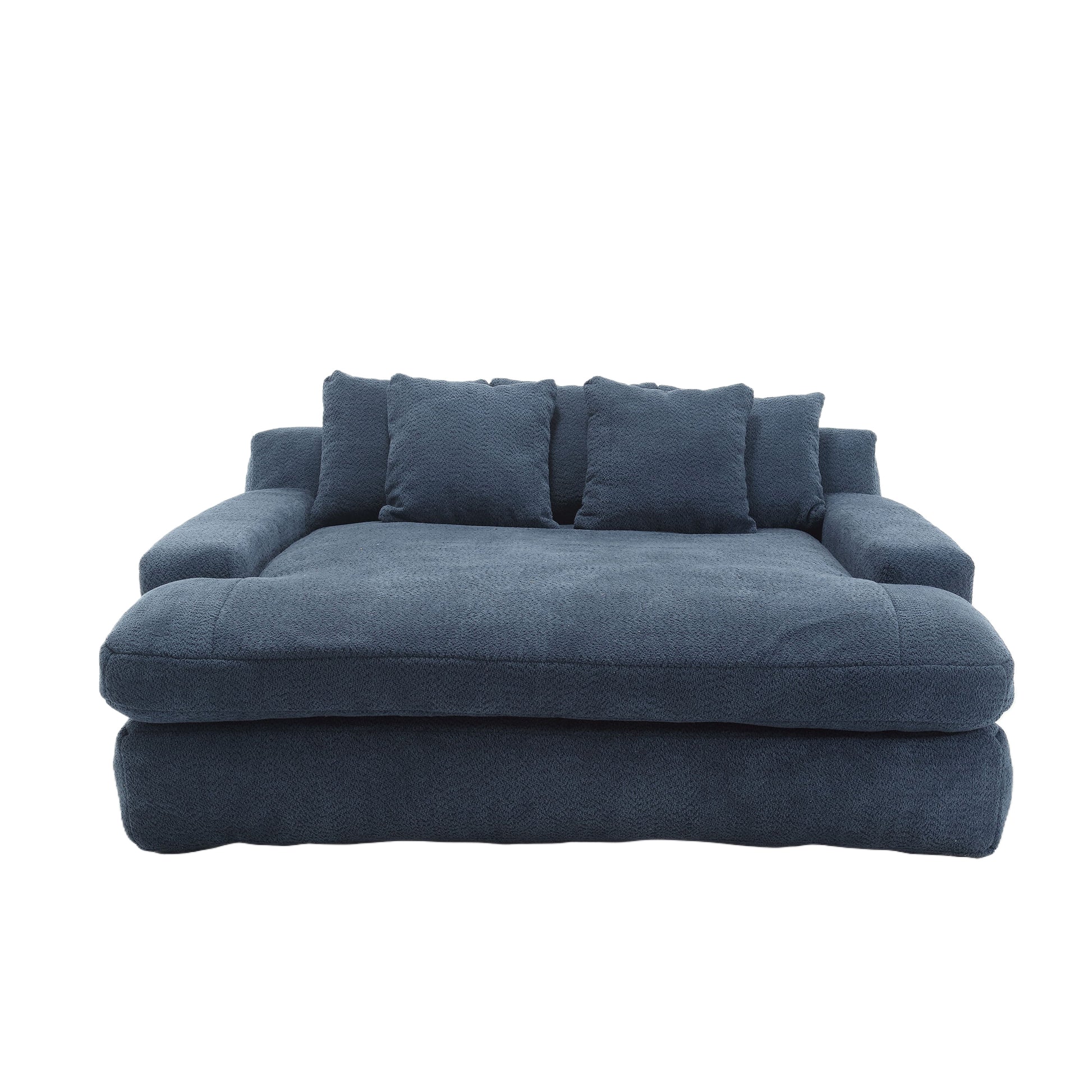 Coolmore Chenille 2 Seater Lazy Sofa With 5 Back Pillows,Comfy Sofa Deep Seat Couch For Living Room,Club Navy Navy Foam Chenille 2 Seat