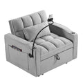 Convertible Sleeper Chair Sofa Bed Adjustable Pull Out Sleeper Chair Bed Multi Pockets Folding Sofa Bed For Living Room Bedroom Small Space,3 In 1 Sofa Bed Grey Velvet Wood Soft Tufted Back Heavy Duty American Design,American Traditional Square Arms