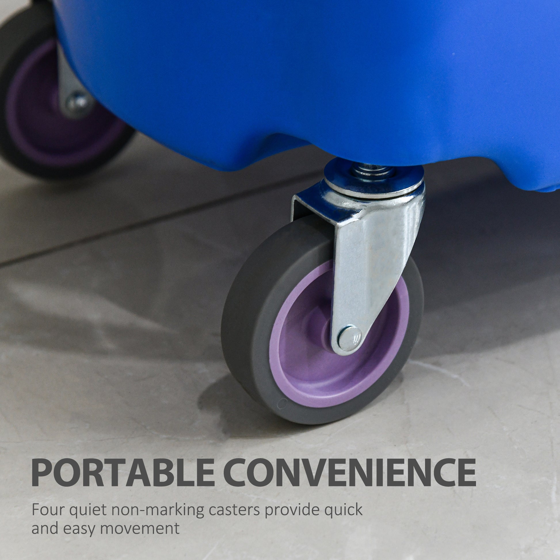 Homcom Mop Bucket Cart With Side Press Wringer, Metal Handle And 34 Quart Capacity, Blue Blue Plastic