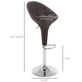 Homcom Adjustable Bar Stools Set Of 2, Rattan Bar Height Barstools With Swivel For Pub Counter Kitchen Brown Steel