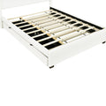 Queen Size Upholstered Platform Bed With Led Frame, With Twin Xl Size Trundle And 2 Drawers, Teddy Fleece, White White Fleece