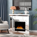 44'' W Electric Fireplace With Silver Mirrored Mantel Silver 400 Primary Living Space Modern Yes Freestanding Metal Synthetic Wood Mirror Electric