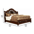 Traditional Eastern King Bed With Soped Headboard And Bun Feet,Brown King Brown Solid Wood