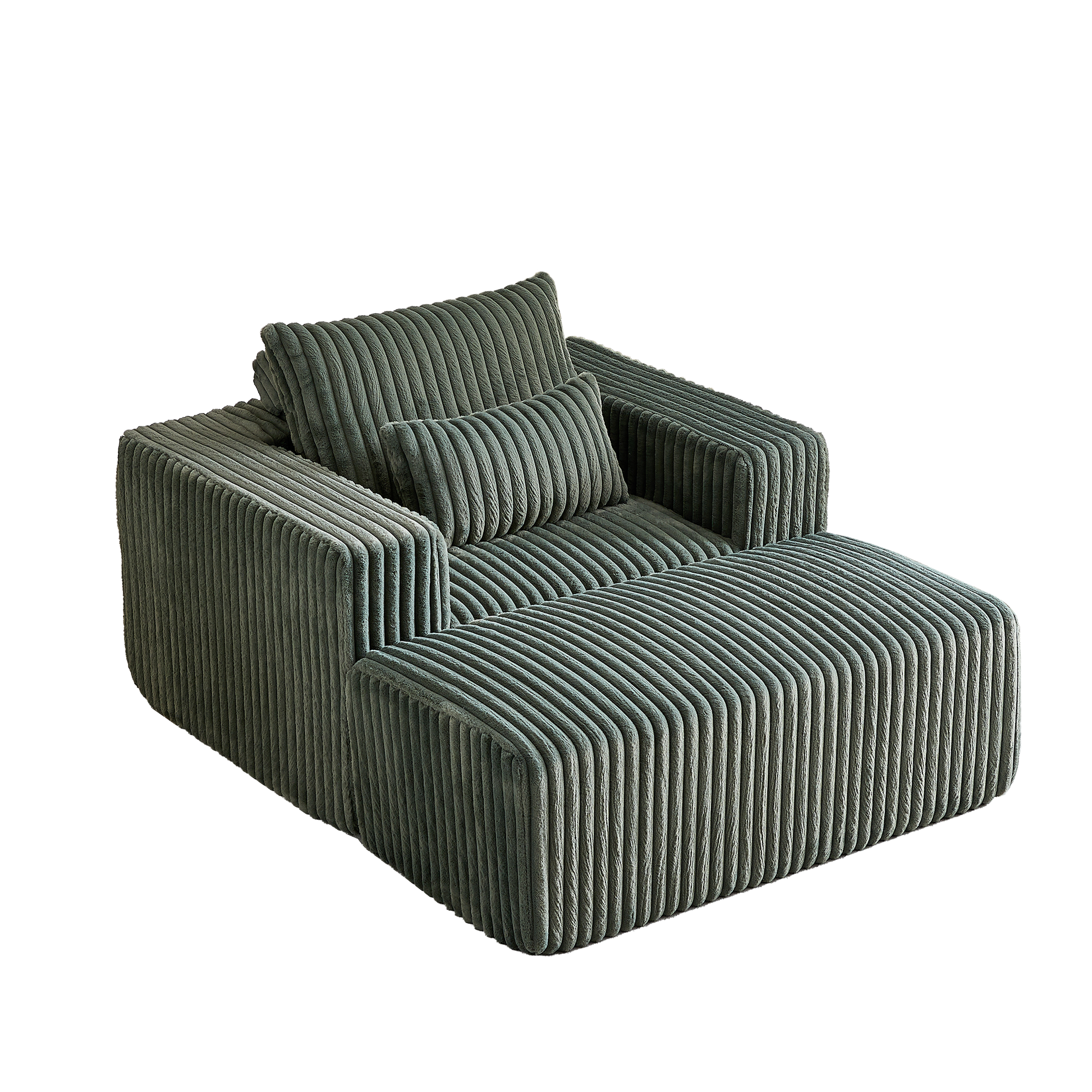 62.5 Inch Corduroy Sponge Sofa Lounge Chair With Removable Footrest,No Assembly Required,Fluffy Modern Sleeper Chair For Indoor Living Room Bedroom Army Green Foam Corduroy 1 Seat
