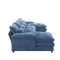 United We Win Modern Large Chenille Fabric U Shape Sectional Sofa Navy Chenille