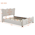 Full Size Upholstered Platform Bed Velvet Upholstered Bed, Beige Full Beige Velvet