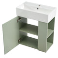 Video 21.6 Inch Modern Floating Bathroom Vanity With Ceramic Basin Perfect For Small Bathrooms, Right Side Storage Green Bathroom Ceramic Mdf