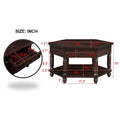 2 Tier Retro Hexagon Living Room Solid Wood Coffee Table With Shelf & Drawer, 36'' Mid Century Center Coffee Table For Living Room, Office. Light Espresso Light Espresso Pine