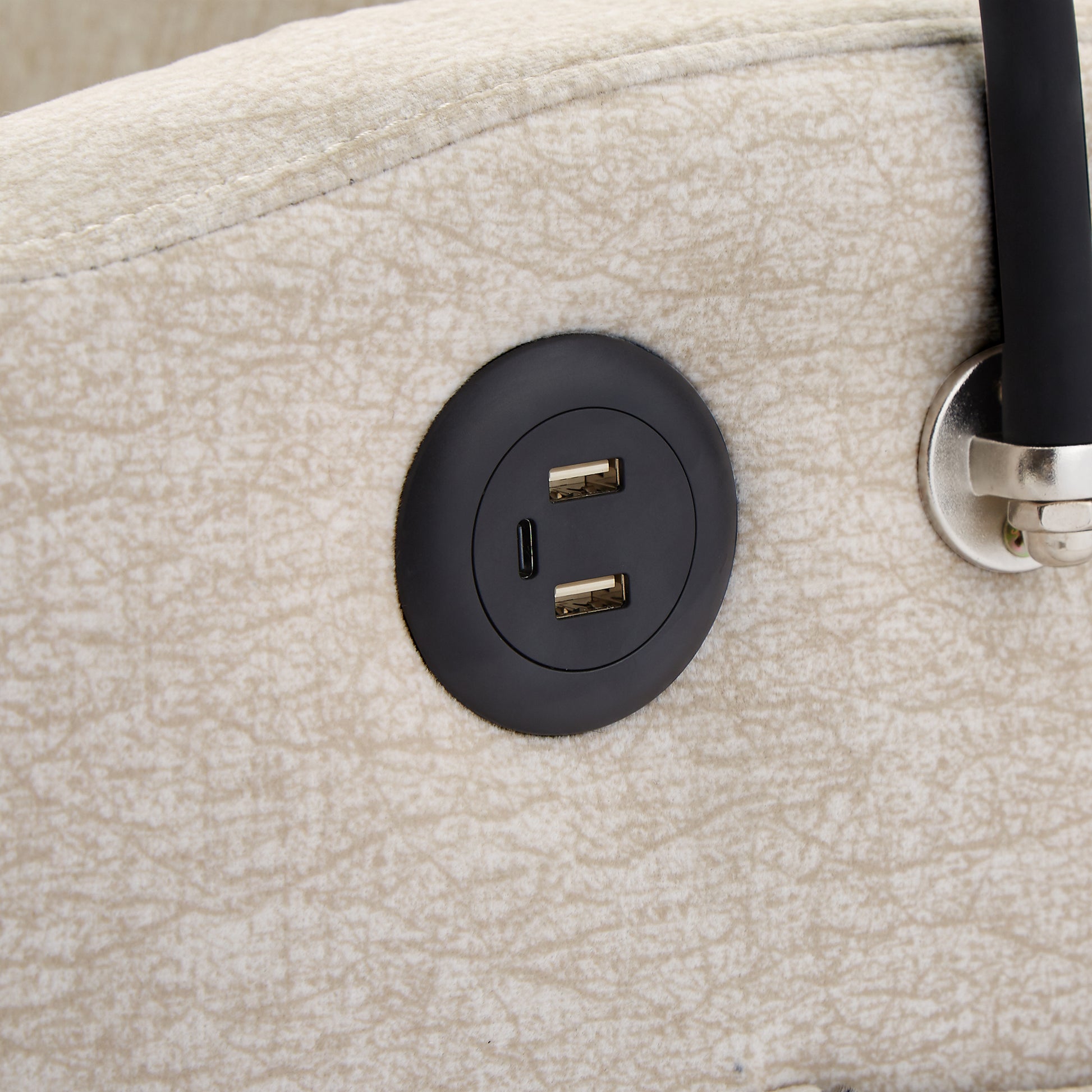 55.9" Convertible Sofa Bed Loveseat Sofa With Three Usb Ports, Two Side Pockets, Two Cup Holders And 360 Swivel Phone Holder For Living Room, Beige Beige Foam Polyester