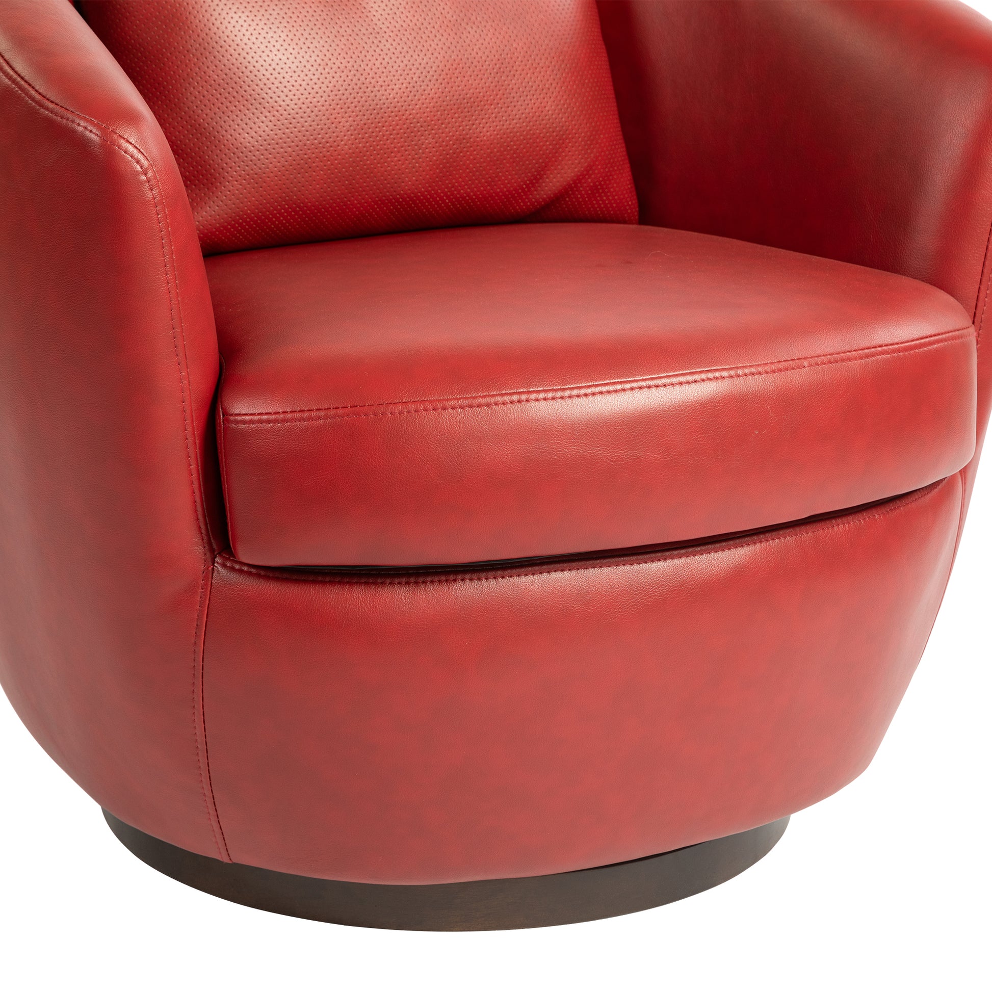 Upholstered Swivel Barrel Armchair With Storage Modern Living Room Side Chair For Bedroom Office Reading Spaces Pu Red Red Foam Upholstered