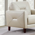 Mavis Leather Chair Beige Memory Foam Genuine Leather