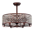 Dia 26.8 Inch Chandelier Ceiling Fan ,Crystal Shade Ceiling Fan With Remote Control,3 Abs Blade 4 Light No Include Bulb Rustic Brown American Design,American Traditional,Classic,Contemporary,Farmhouse Abs Metal