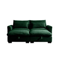 Corduroy Two Seater Sofa With 2 Storage Footrest,2 Seater Sectional Deep Seat Sofa,Comfy Couches For Living Room,Green Sofa Green Corduroy 2 Seat