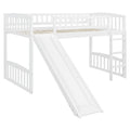 Twin Size Loft Bed With Slide And Ladder, White Old Sku: Lt000504Aak White Solid Wood