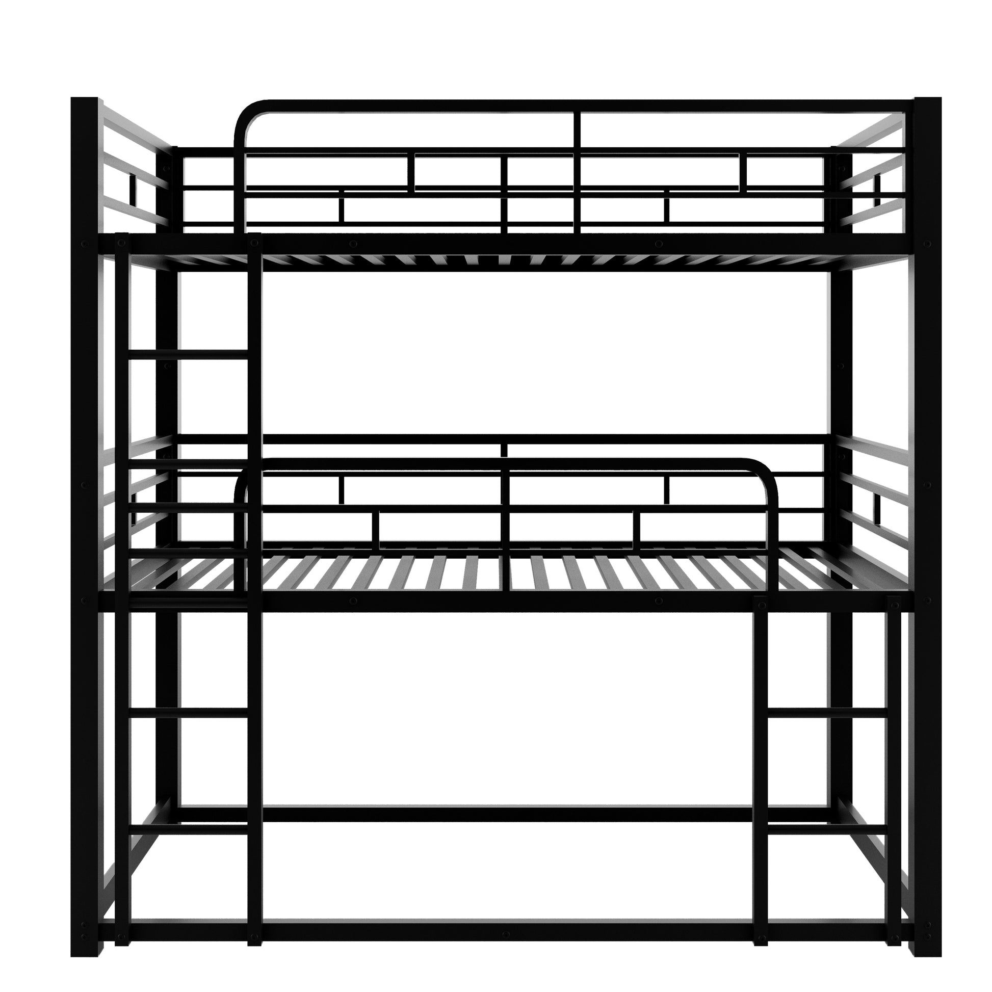 Metal Twin Size Triple Bunk Bed, Black Old Sku: Sm000230Aab 1 Box Spring Not Required Twin Black Metal Bedroom Metal