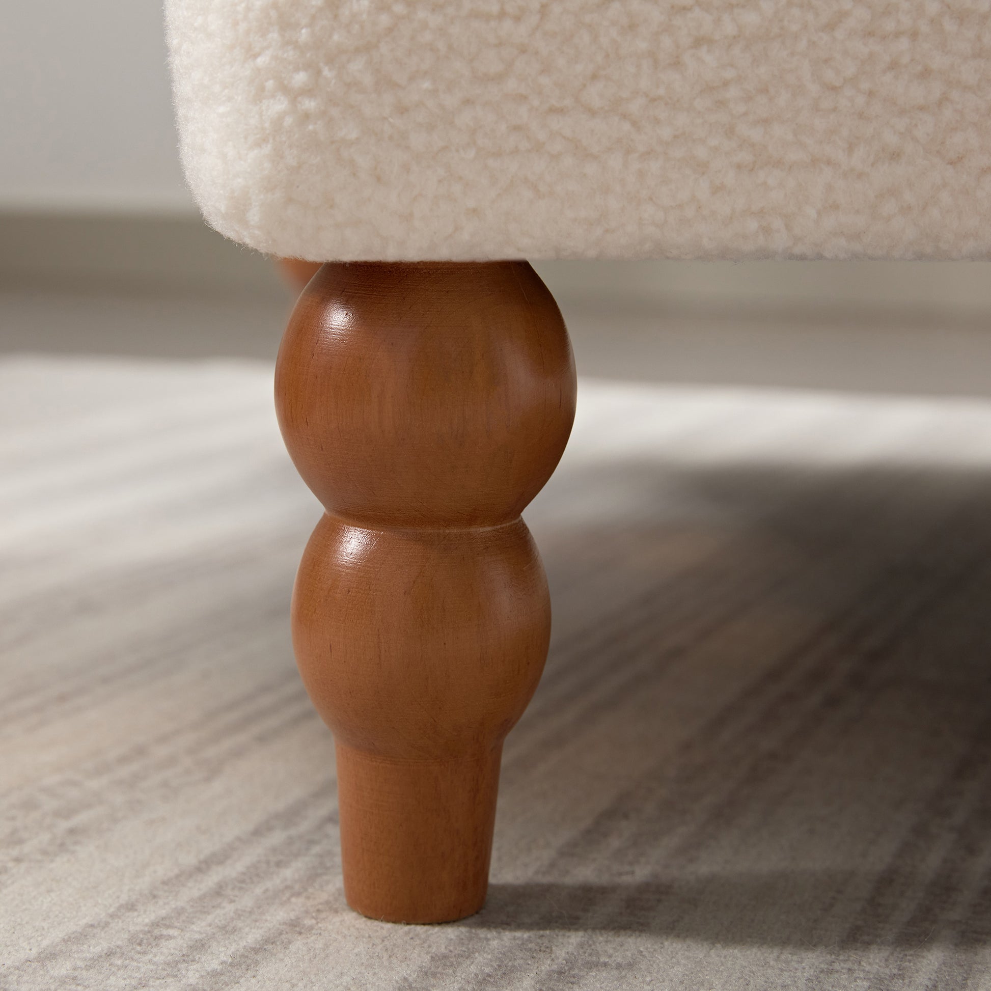 Mirod Elegant Circular Armrests, Ergonomic Lumbar Support, Vintage Roman Column Legs, Luxurious Large Size, Enhances Living Room Aesthetics, For Living Room,Bedroom And Study Beige Boucle