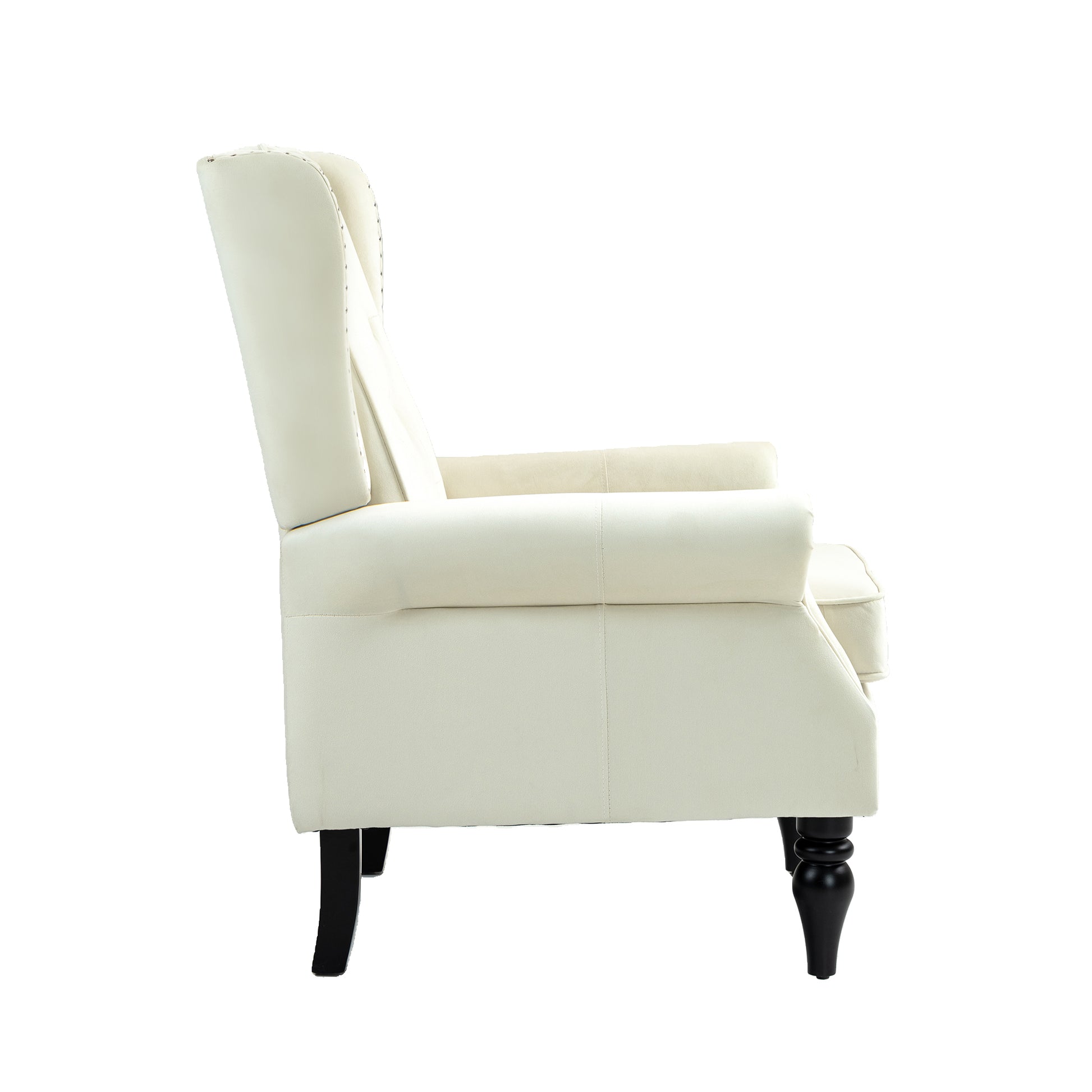 Coolmore Wood Frame Armchair, Modern Accent Chair Lounge Chair With Sturdy Wood Legs For Living Room Bedroom Beige Beige Primary Living Space Foam Velvet