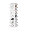 7 Tier Rotating Shoe Rack Tower, Spinning Shoe Display, 360 Shoe Rack Storage Round Carousel, Vertical Handbag Rotate Shoes Closet Organization, Christmas Gift White White Pvc