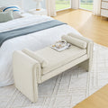 Bedroom Storage Stool, Linen Fabric Storage Stool, Large Storage Space, 50.39 Inches, Can Be Used For Bed End, Living Room, Entrance, Beige Beige Linen