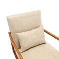Coolmore Modern Accent Chair, Solid Wood Padding Lounge Armchairs With One Pillow For Living Room, Bedroom, Guest Room Khaki Pu Khaki Brown Primary Living Space Modern Rubberwood Foam Pu Leather