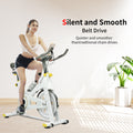 Indoor Exercise Bike Cycling Bike With Comfortable Seat Cushion Yellow White Indoor Fitness Yellow White Gym Steel