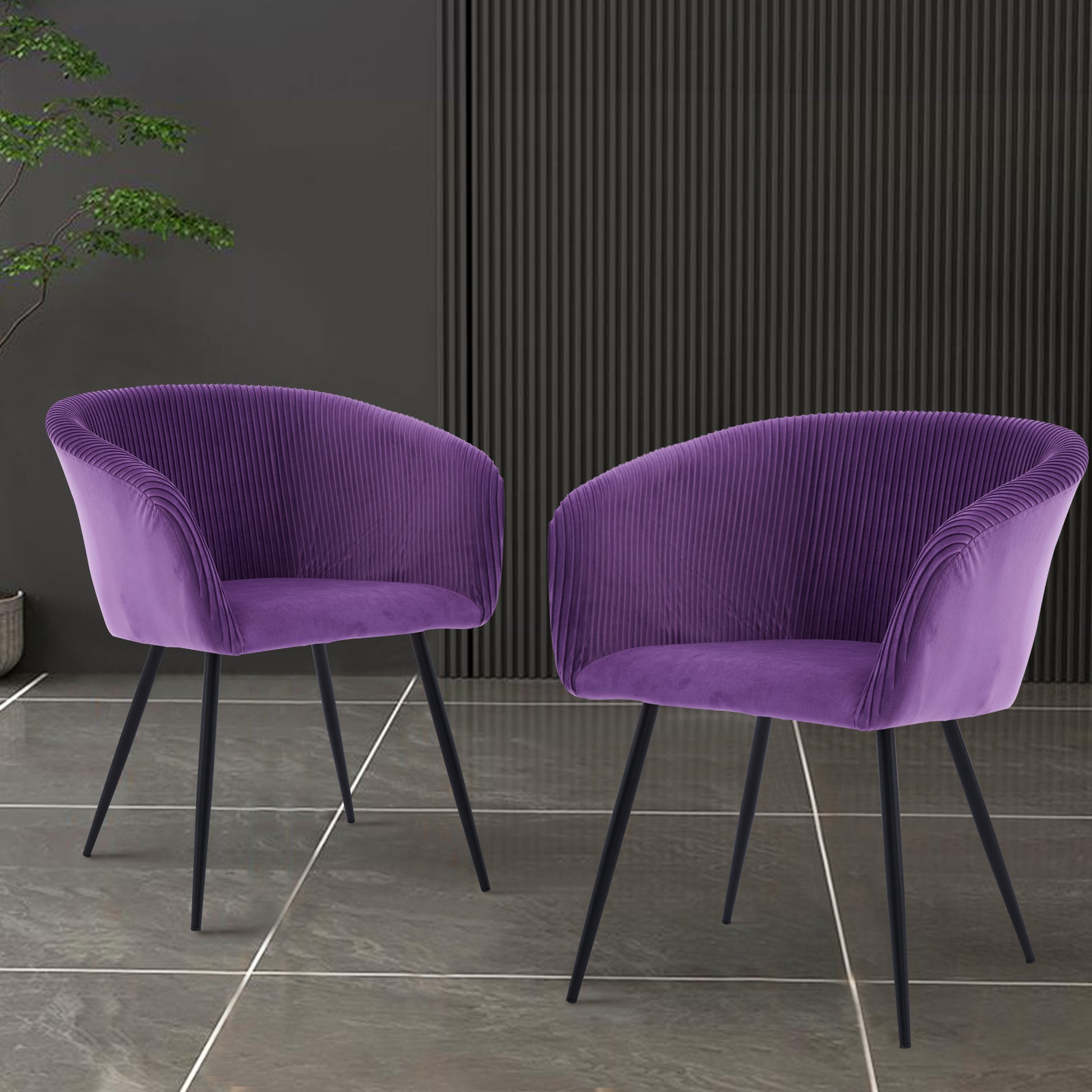 Ts Stripe Dinding Chair Purple Velvet